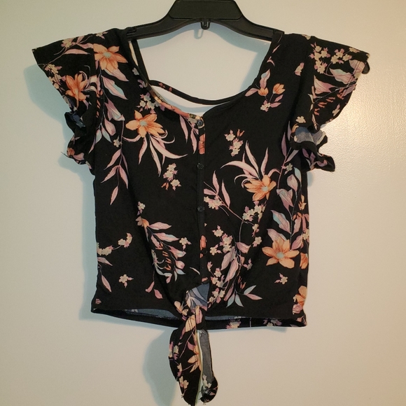 Floral Tie Crop - Picture 1 of 3